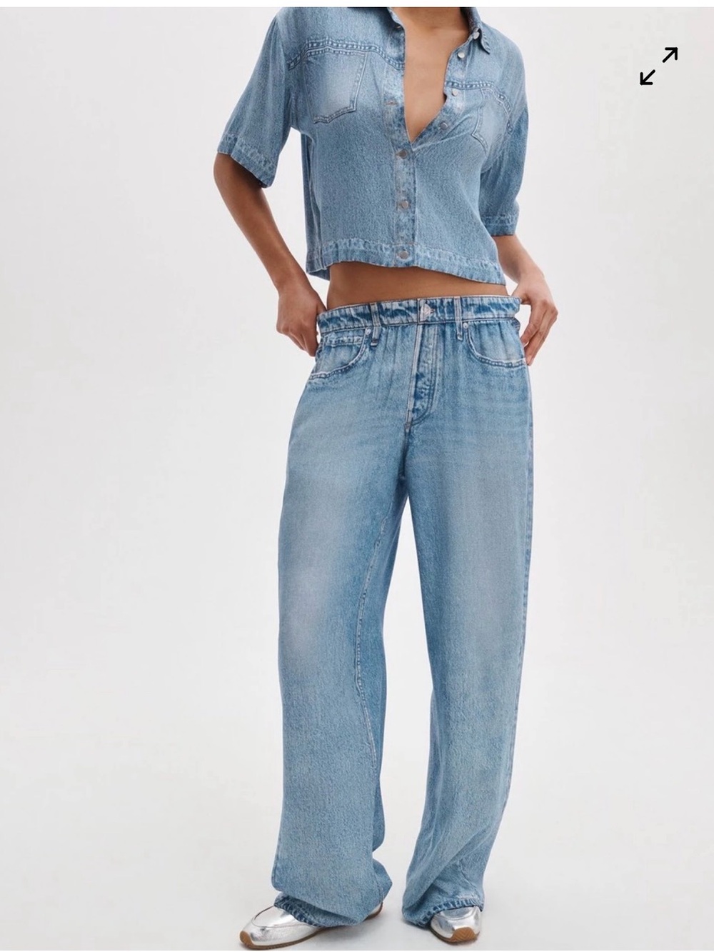 rag & bone Light Wash Wide Leg Jeans - Picture 2 of 8